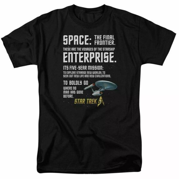 

star trek intro t shirt licensed sci-fi tv classic tee new black, White;black