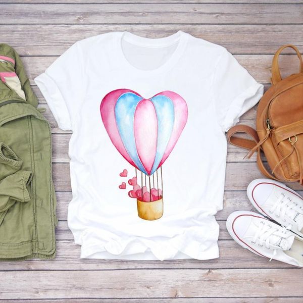 

and women watercolor balloon mens love womens cartoon aesthetic 90s ladies print lady t shirts graphic shirt female tee, White;black