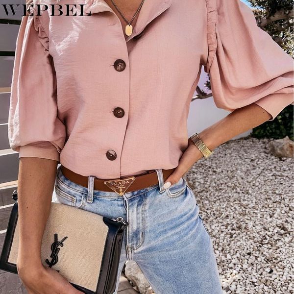 

women's t-shirt wepbel t-shirts spring autumn long sleeve v-neck stitching casual solid color single-breasted loose, White