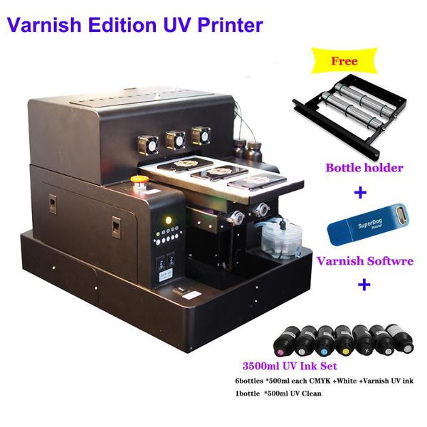 

printers varnish edition automatic a4 uv printer with 3500ml ink set for bottle phone case cylinder wood glass printing