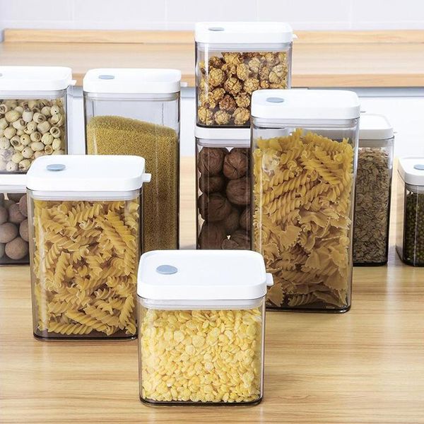 

storage bottles & jars dry box containers transparent stackable kitchen spaghetti noodles sealed tank organizers