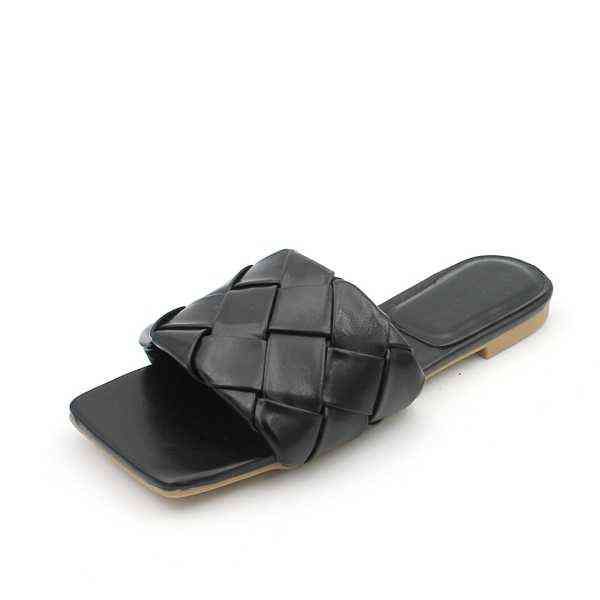 

nxy slippers new stylish braided muller for women summer outdoor ladies flat mules open toe slip on women's roman sandals 220125, Black
