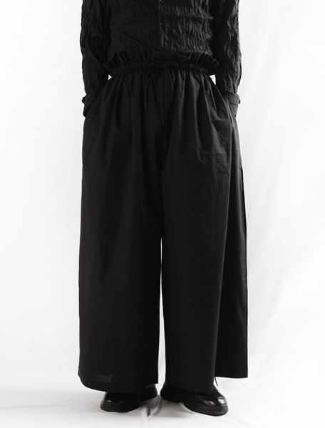 

men's pants large summer trend hip hop casual super thin rope wide leg straight, Black