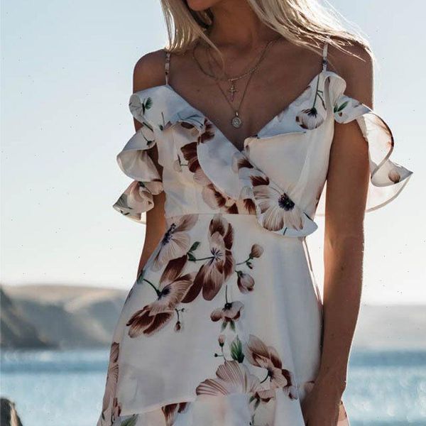 

boho floral chiffon summer womens dresses party evening beach mini clothes off shoulder sundress, Black;gray