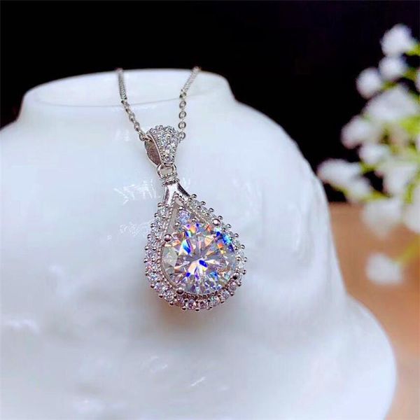 

classic female white crystal pendant necklace charm silver color chain necklaces for women cute bridal geometry wedding