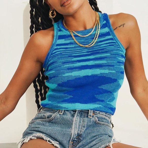 

t-shirt color knit crop tee women sleeveless basic t shirts casual summer off shoulder blue o neck tank vintage clothes women's tanks, White