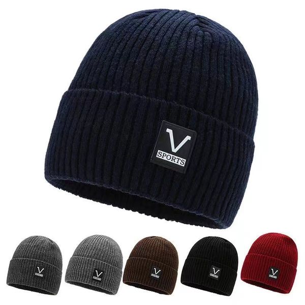 

autumn winter knitted men's korean fashion versatile wool hat women's proof and warm cold protective outer riding plush hat, Blue;gray