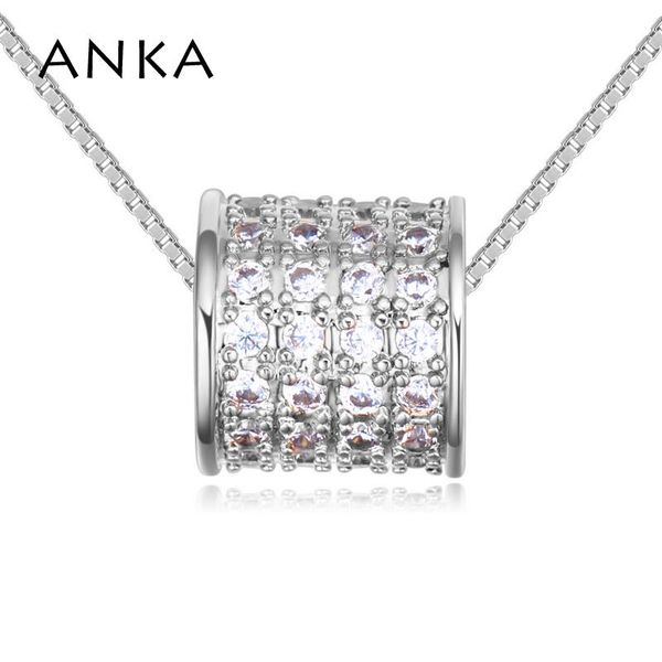 

pendant necklaces anka fashion geometric simple cylinder shape necklace for women christmas gift micro paved zircon jewelry #26409, Silver
