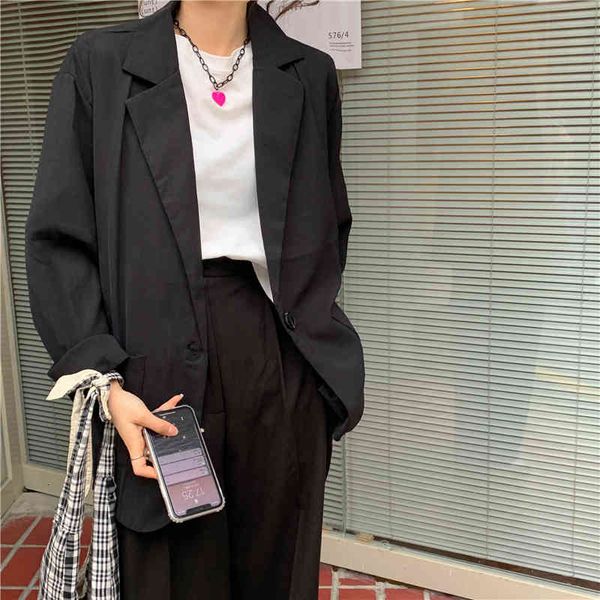 

women's suits & blazers hzirip streetwear loose all game of vintage jackets lady office femme casual ol retro fashion blazers m2jo, White;black