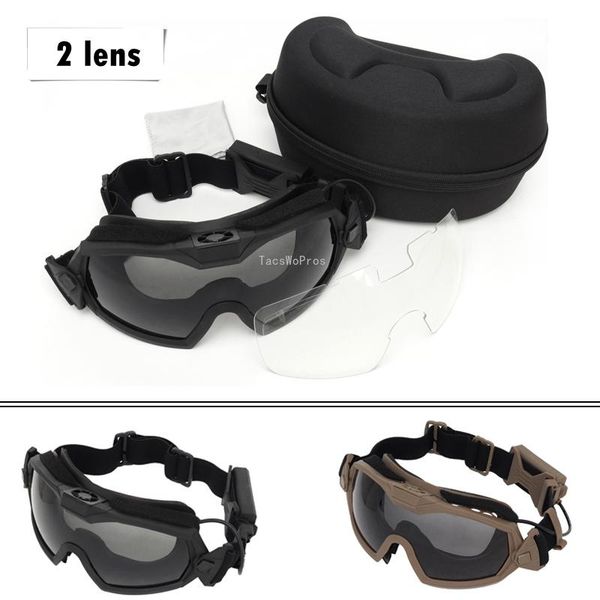 

outdoor eyewear 2 lens military shooting glasses army tactical paintball protective goggles windproof hunting motorcycle