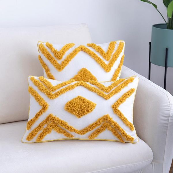 

carpets 2021 modern minimalist tufted throw lumbar pillow case bohemian embroidery wavy stripe pattern decorative cushion cover