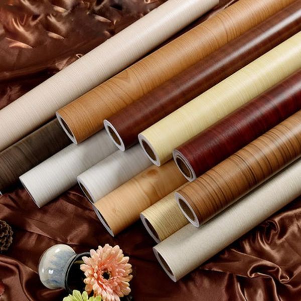 

wallpapers decorative film pvc self adhesive wallpaper wood contact paper for kitchen cabinets cover home decor waterproof wall