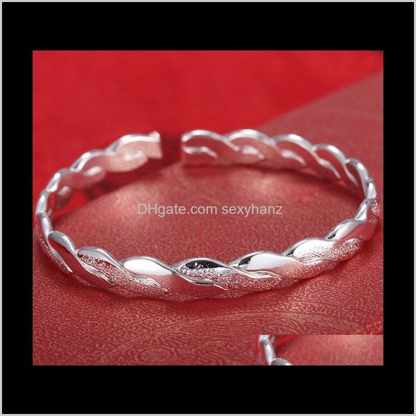 

charm drop delivery 2021 925 sier plated cuff bangles for women men open bracelets hand jewelry bohemian fashion bracelet adjustable sfp7v, Golden;silver