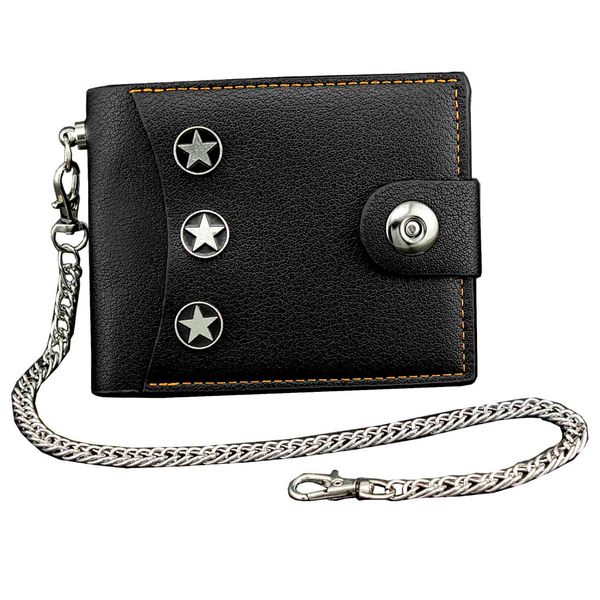 

leather wallet men boy card money purse with safe chain -3 styel, Red;black