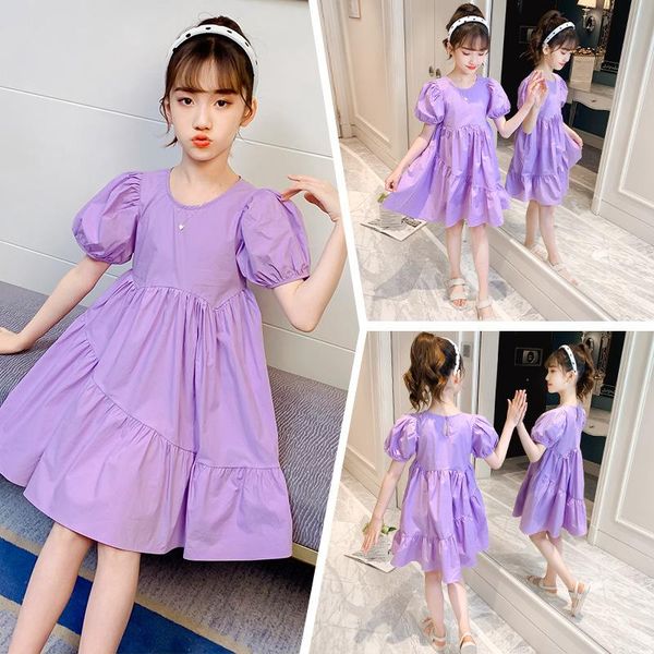 

girls cotton summer dress 2021 children's loose comfortable princess party girl's dresses, Red;yellow