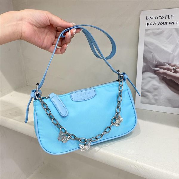 

evening bags women luxury designer metal butterfly chain handbag fashion blue simple underarm shoulder female daily hobos crossbody bag