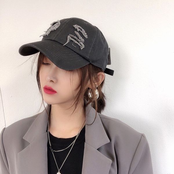 

cap children korea east gate old hole letter baseball net red versatile female outdoor sunshade hat, Blue;gray