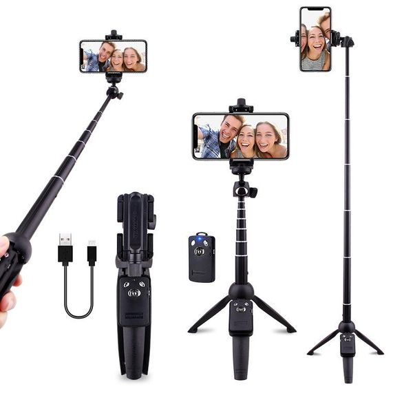 

selfie monopods wireless bluetooth stick tripod extendable phone with 360Â° rotation ball head remote controller