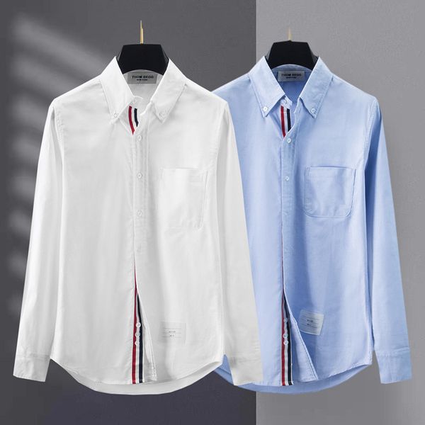 

men's and women's tb long sleeve oxford men's college style same ribbon lovers' casual fashion color shirt coat bottom, White;black
