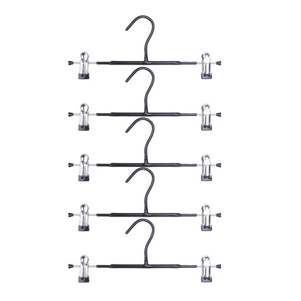 

hangers & racks 5pcs retractable pants stainless steel trouser clamp clothing hanger (black)
