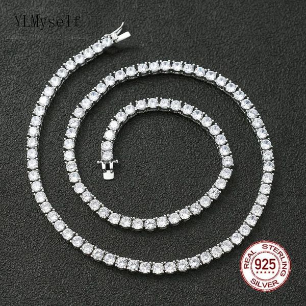 

other 100% real 925 sterling silver 41/45/50/55cm tennis necklace 3/4mm zircon chain choker fine jewelry