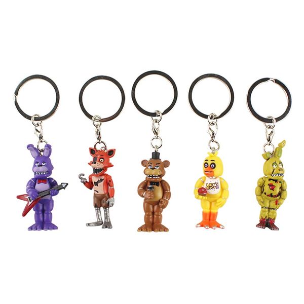

5-6cm 5pcs/lot Animals Bear Fox Rabbit Duck Chicken Action Figure Toy PVC Key Ring Keychain toys Gift for Kids