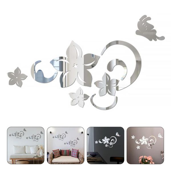 

wall stickers 1 set acrylic flower pattern mirror decal removable home sticker
