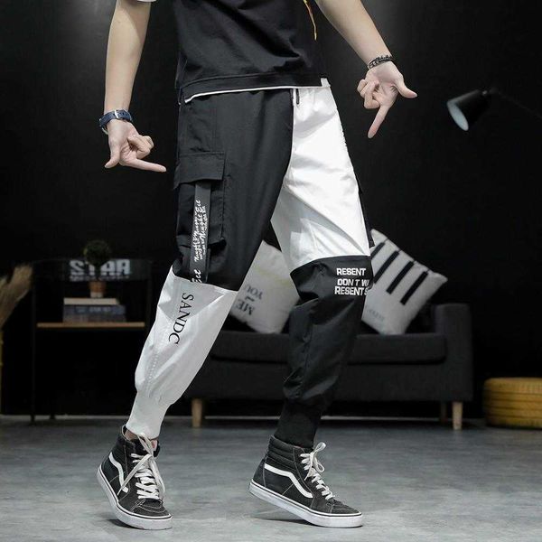 

men's pants hip hop joggers men black harem multi-pocket patchwork man sweatpants streetwear casual mens drop 2vc2 t34j