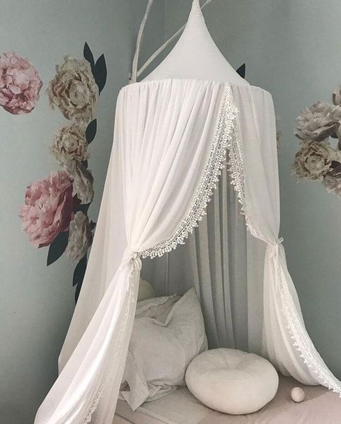 

mosquito net nursery decoration princess cotton powder bed curtains kids baldachin crib canopy hanging play tent reading nook room