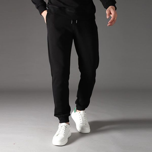 

men's pants 2021 autumn and winter season casual fashion trousers solid color youth breathable sports warm, Black