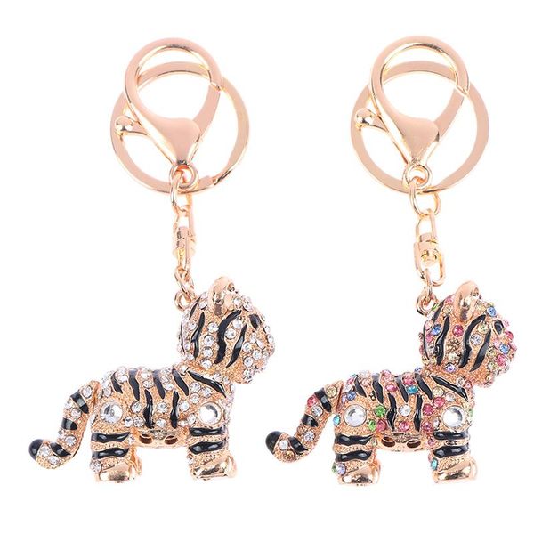 

keychains tiger pendant charm rhinestone crystal keyring key chain for handbag purse wedding party carkey gift, Silver