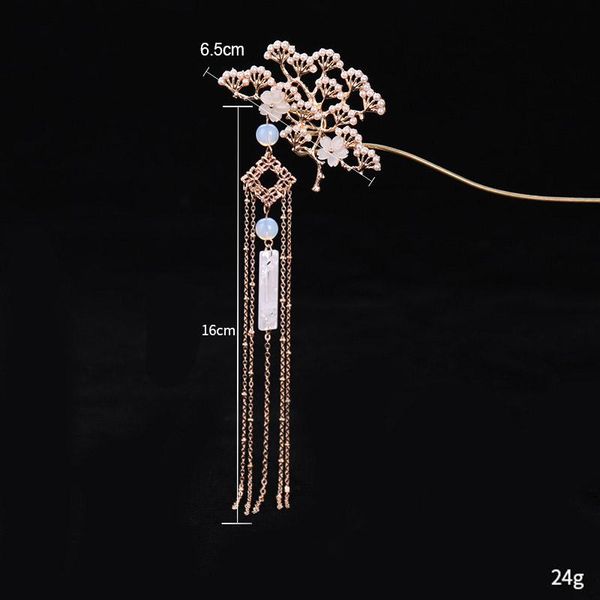 

hair clips & barrettes chinese classic hairpins for women simulated pearls flower tassel clasp decor traditional stick hanfu accessories, Golden;silver