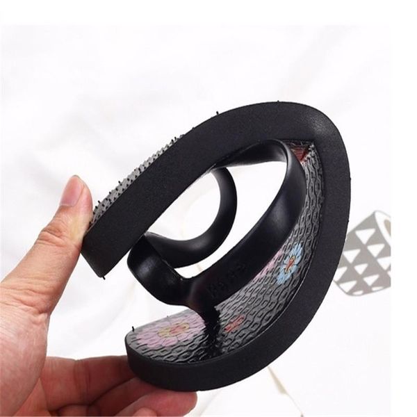 

slippers girl summer sunflower beach flat bottom non-slip flip-flops children's colorful cute sandals printed shoes mujer sandal, Black