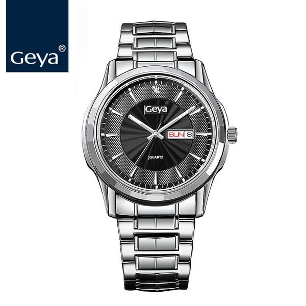 

wristwatches geya luxury japan miyota 2105 men silver steel quartz-watch business luminous date male clock fashion casual wristwatch, Slivery;brown