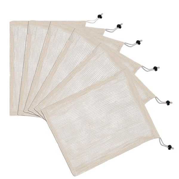 

storage bags 6pcs reusable cotton bag fruit net bunch mouth vegetable