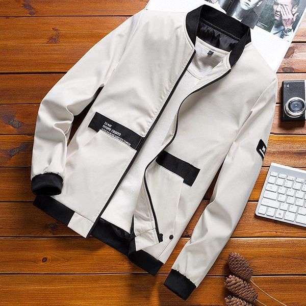 

men's jackets windbreaker coats spring autumn bomber jacket men slim fit baseball rib sleeve casual mjxi, Black;brown