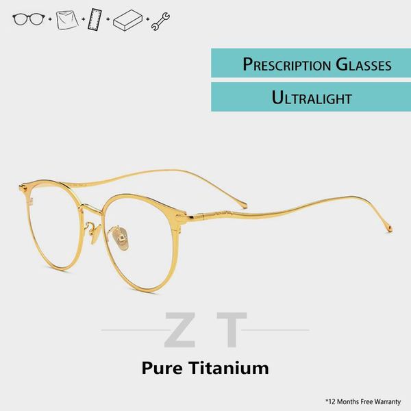 

fashion sunglasses frames pure titanium glasses frame men retro handmade round clear eyeglass designer brand optical tag eyewear, Black