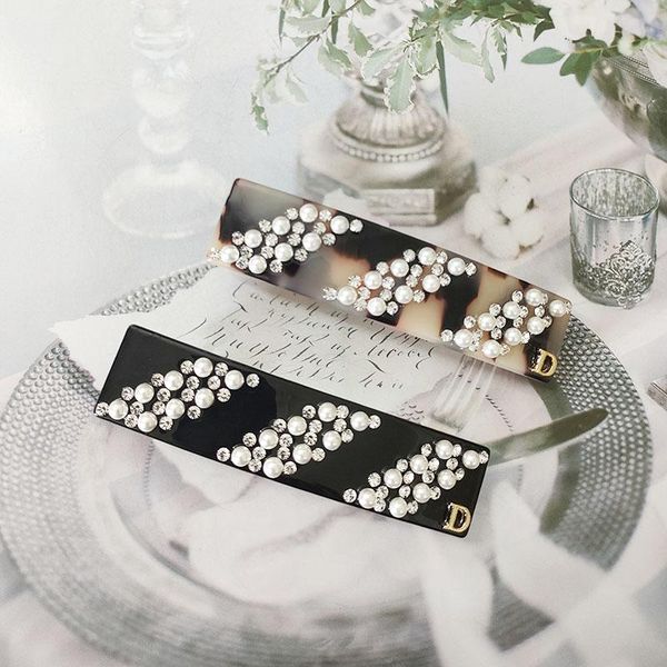 

hair clips & barrettes 2021 fashion design acetate elegant crystal hairpin simulated pearls french for women girls tiara, Golden;silver