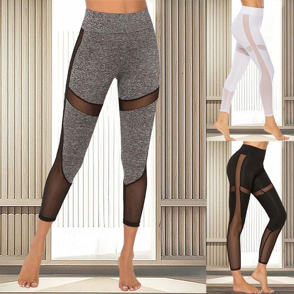

black patchwork mesh leggings women's jeggings legins women leggins female elastic pant capri fitness sportwear