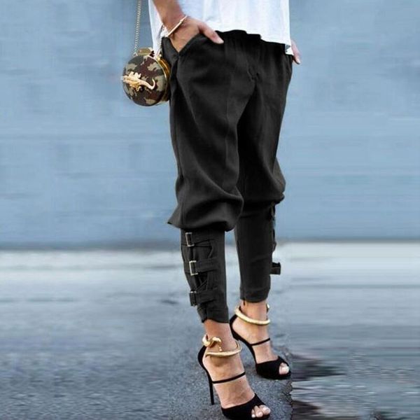 

high waist loose joggers army harem camo streetwear punk black cargo pants women capris trousers, Black;white