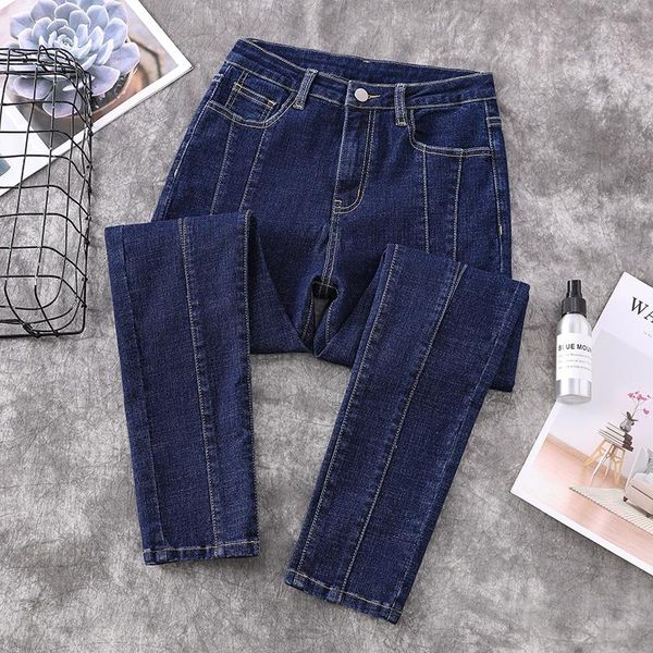 

women's jeans female high waist woman plus large size boyfriend skinny for clothing 2021 trouser oversize pants a6161, Blue
