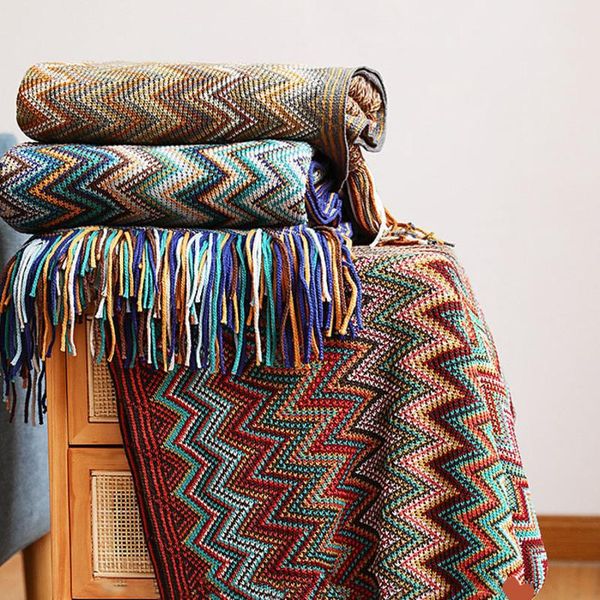 

blankets throw blanket for sofa bed bohemian knitted office siesta shawl air conditioning tapestry couch decorative
