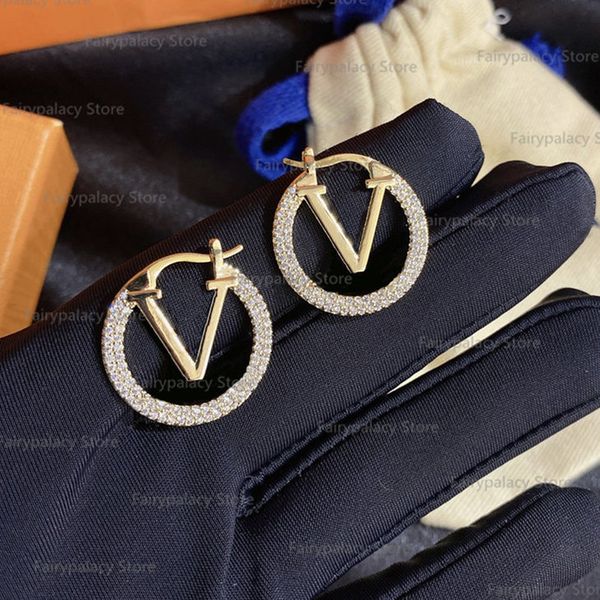 

2022 fashion womens big circle simple earrings hoop earring for woman designers earrings diamond gold ear stud party jewelry gift, Golden;silver