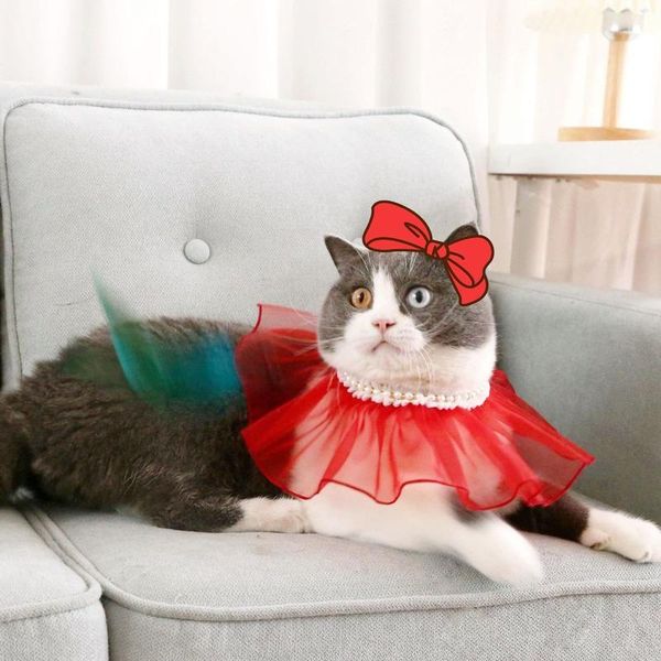 

cat collars & leads pet collar princess fairy pearl lace bib puppet teddy birthday accessories