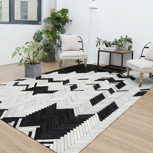 

genuine cowhide leather patchwork rug for living room bedroom extra large is carpet 200*300cm 100% natural carpets