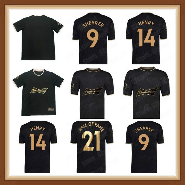 

2021 2022 english hall of fame soccer jerseys 21 22 special framed commemorative edition black man henry shearer men kit football shirt unif, Black;yellow
