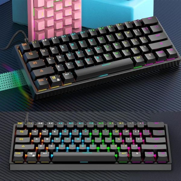 

keyboards g101 61 key mechanical keyboard usb wired led backlit axis gaming optical switches for desktop