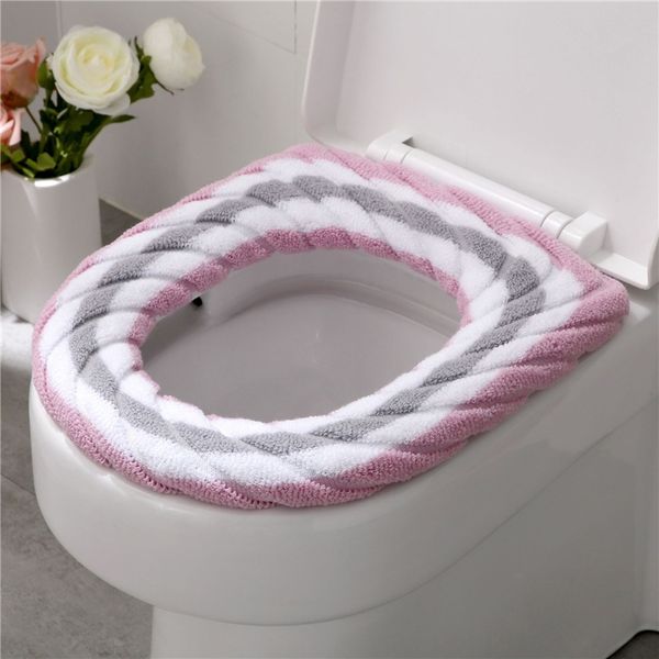 

tyim keep warm cushion portablenet red toilet stickers cover knitted warm plush thickened universal color contrast type toilet cushion