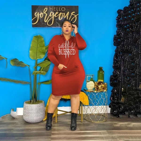 

plus size dresses haoohu 4xl 5xl hooded dress women workout long sleeve letter printed winter fall sweatshirt oversized vestido, Black