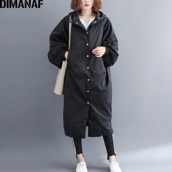

plus size women jacket long coat big sizes autumn outerwear cardigan female clothes loose oversize overcoat solid hooded 210531, Black;brown